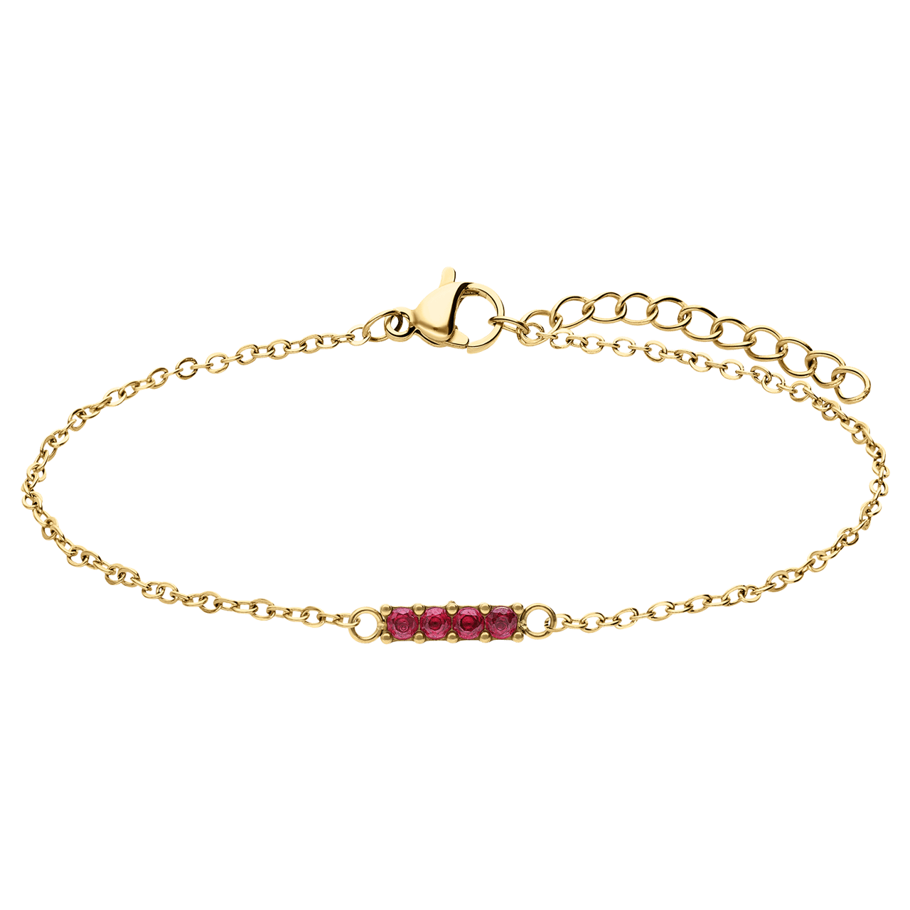 Stalen Goldplated Armband Met Rood Zirkonia Lucardi Nl