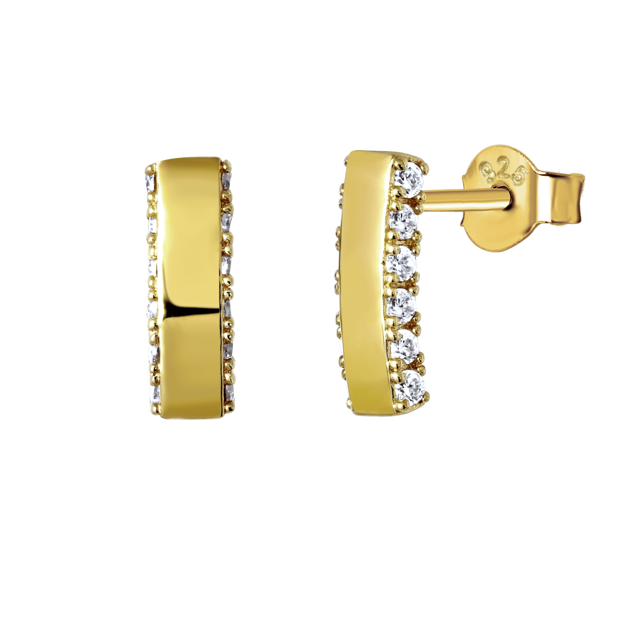 Goldplated Oorbellen Bar Met Zirkonia Lucardi Nl