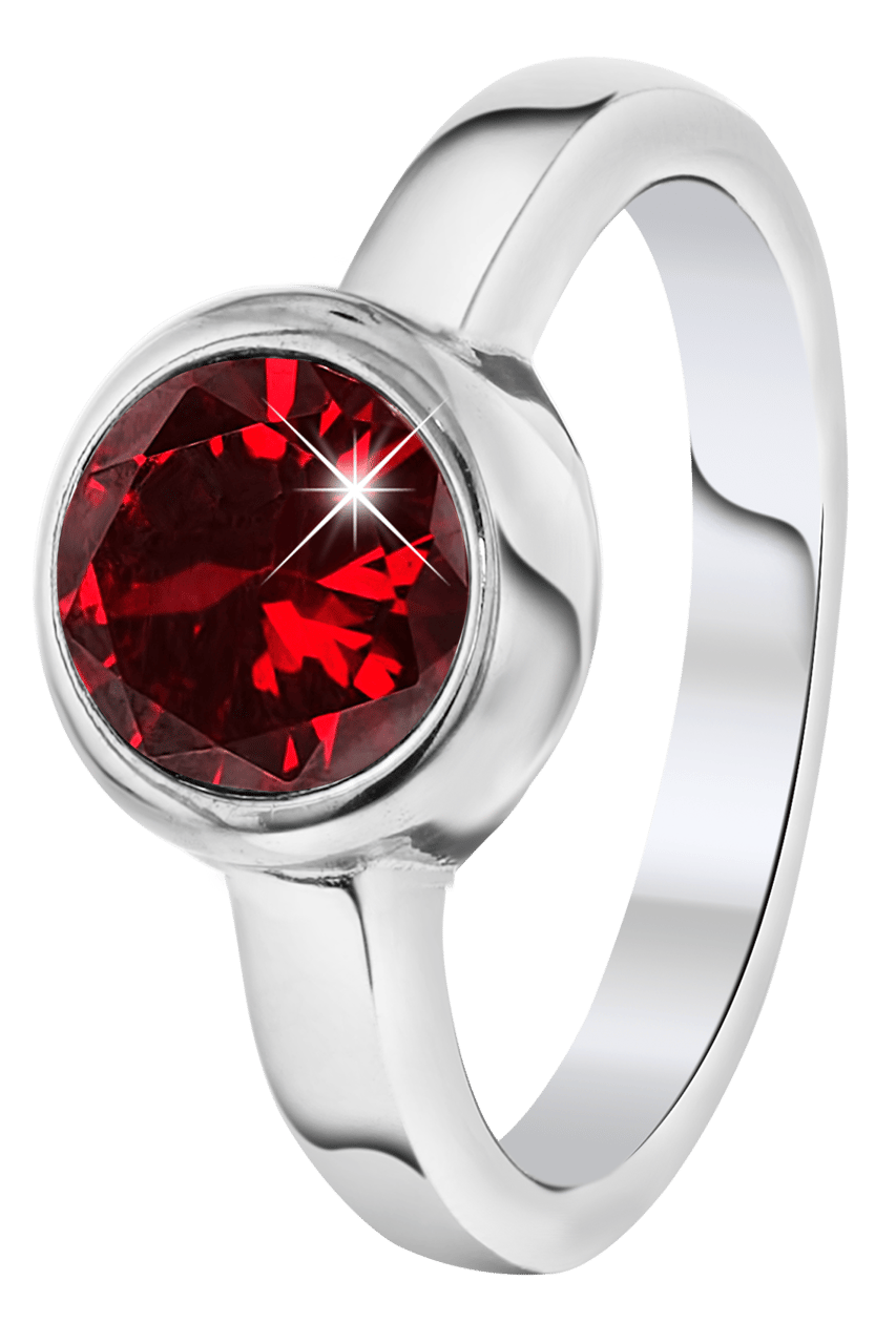 Gerecycled Stalen Ring Met Ruby Zirkonia Lucardi NL