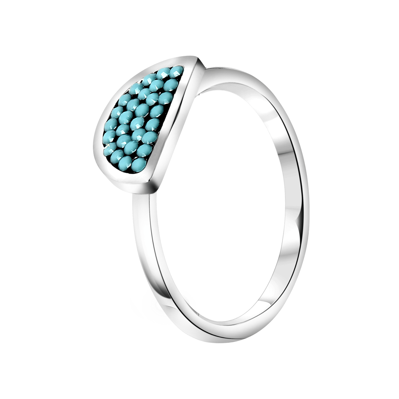 Gerecycleerd Stalen Ring Half Rond Turquoise Kristal Lucardi BE