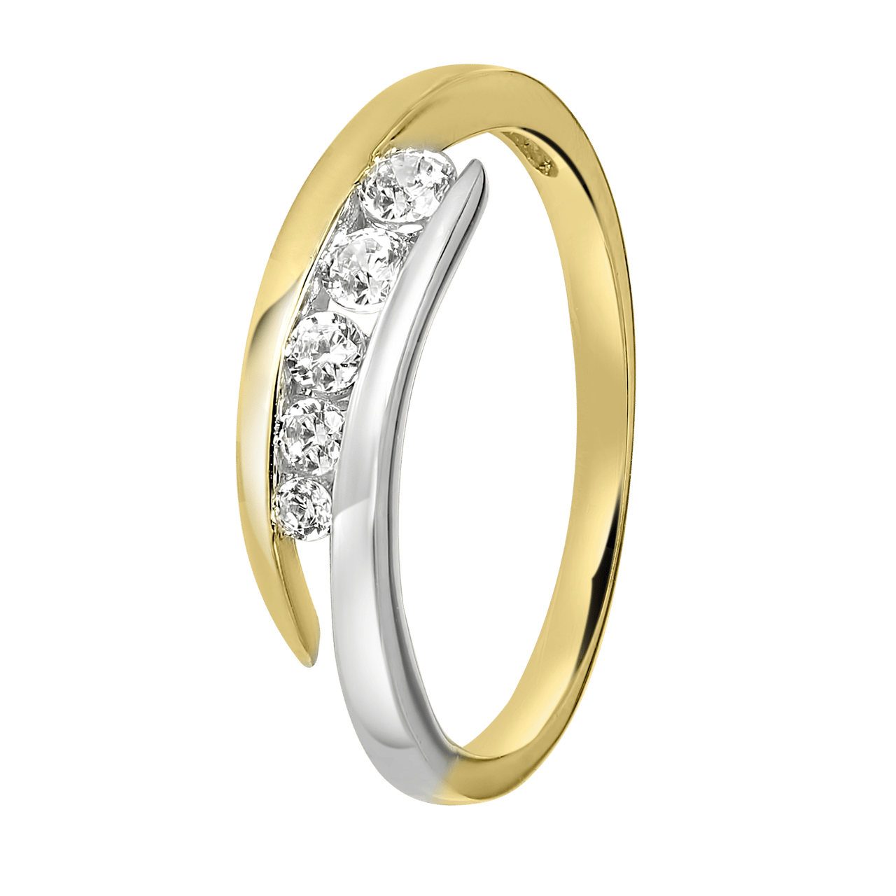 Karaat Gouden Bicolor Ring Met Zirkonia Lucardi Be