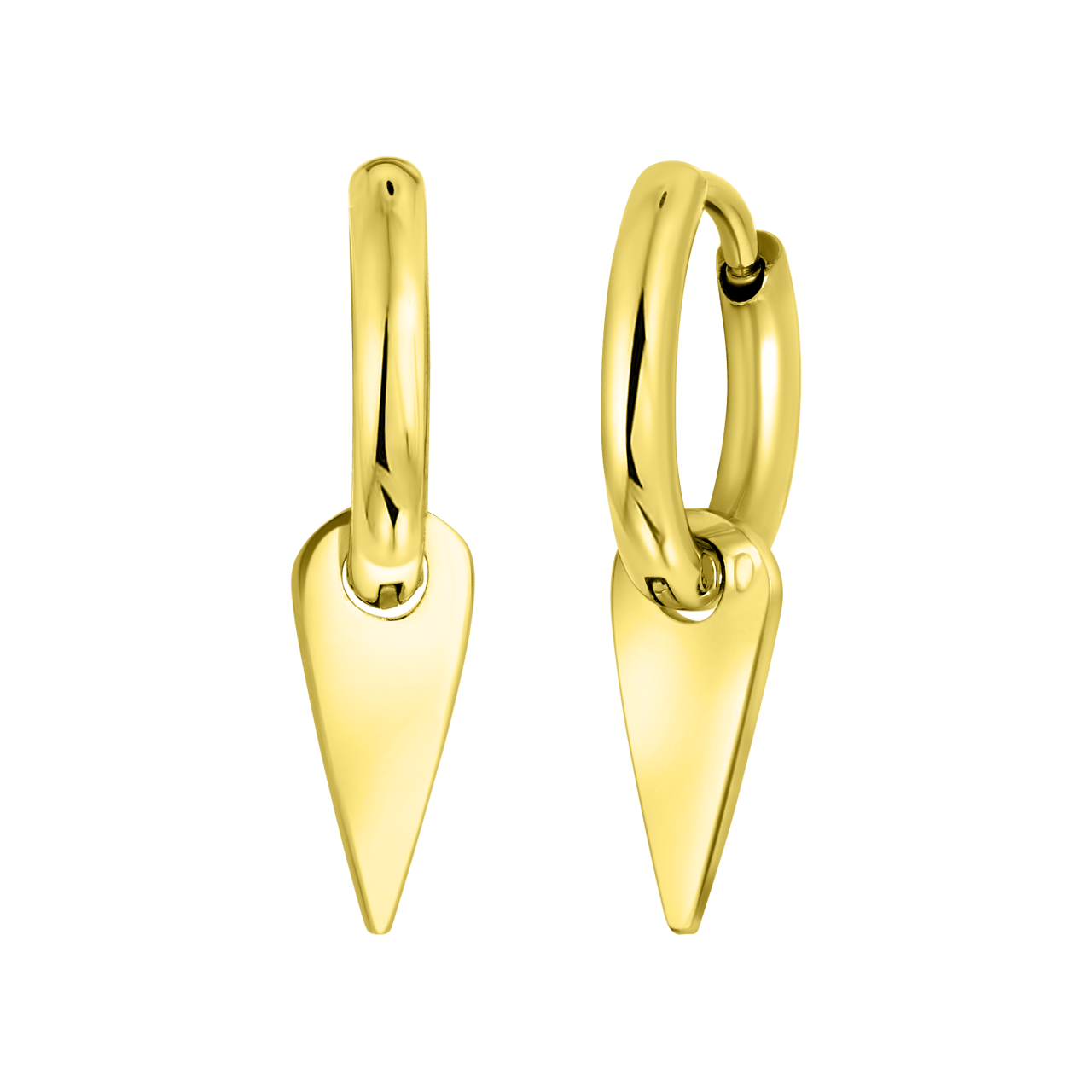 Stalen Oorringen Goldplated Met Hanger Driehoek Lucardi Be