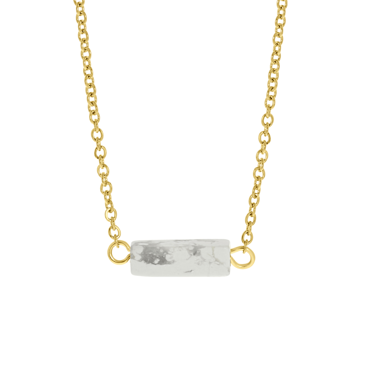 White Howlite Stalen 14 Karaat Goldplated Ketting Lucardi NL