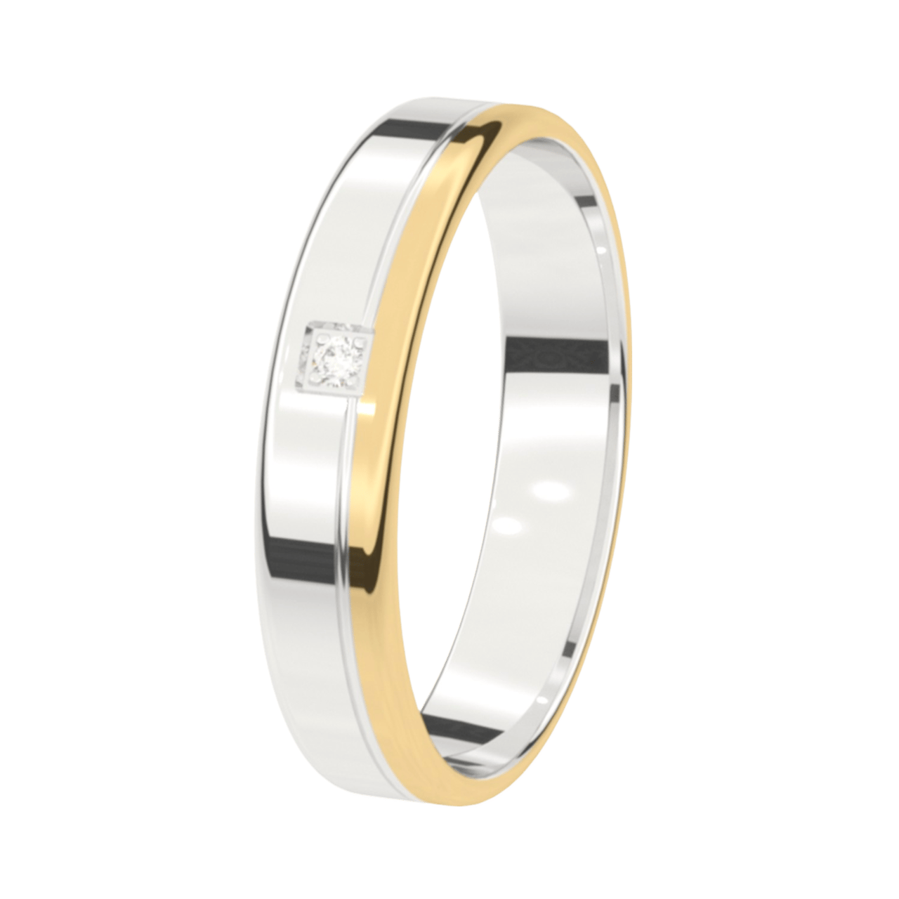 14K Bicolor Gouden Trouwring Met Diamant Sering Lucardi BE