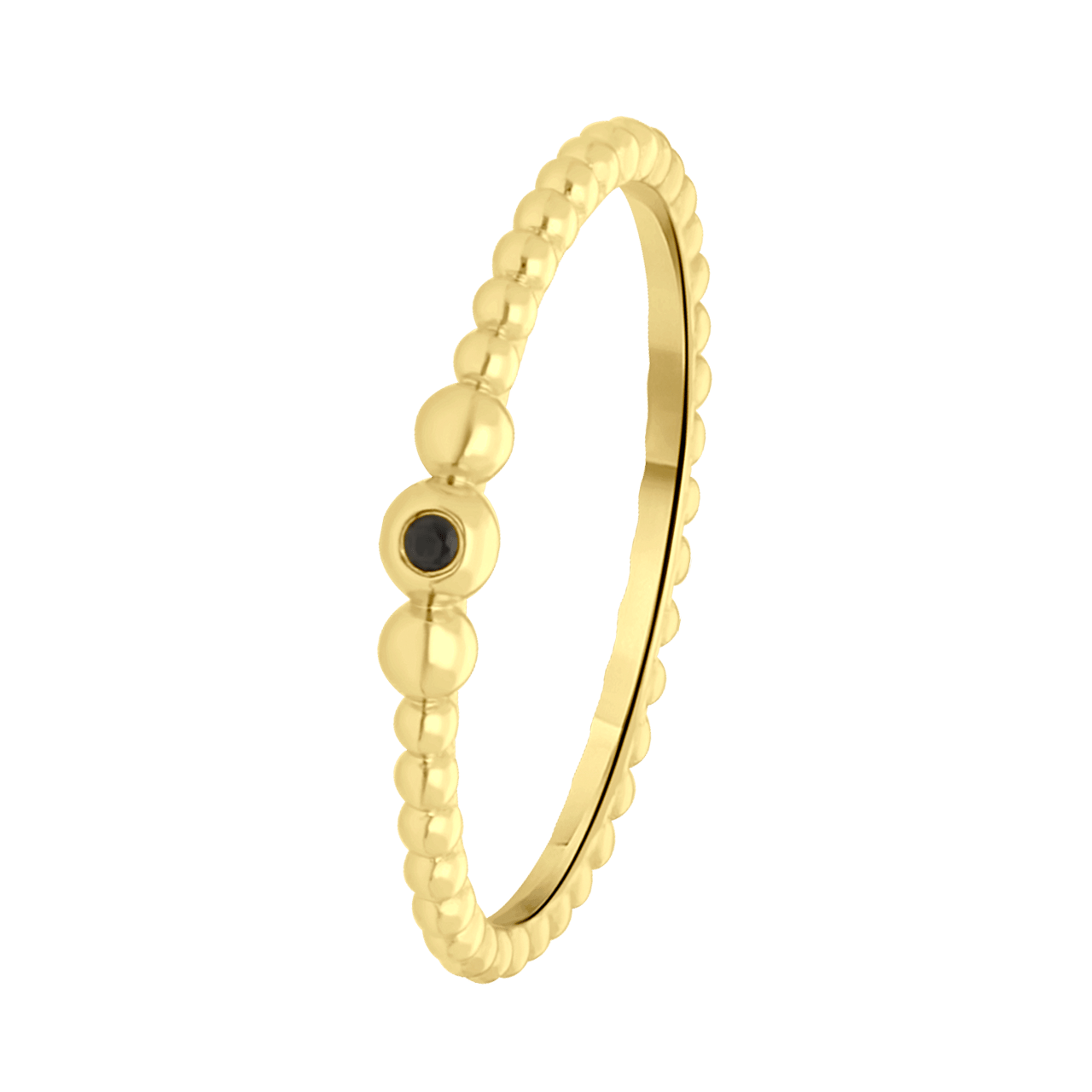 Zilveren Goldplated Ring Bol Zirkonia Zwart Lucardi Be