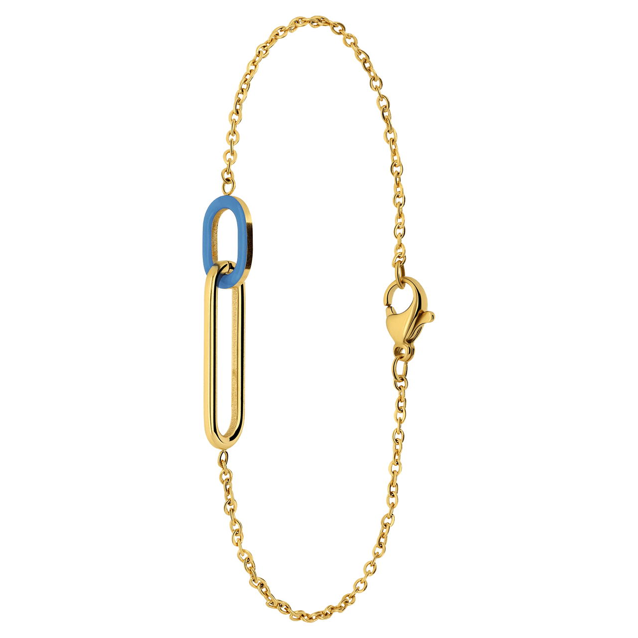 Stalen Goldplated Armband Met Lichtblauw Emaille Lucardi NL