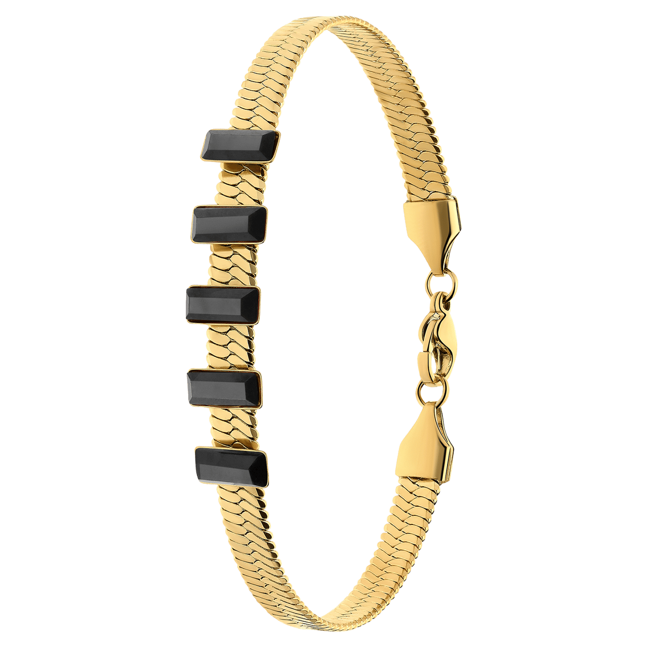 Stalen Goldplated Armband Met Bar Zwart Lucardi Nl