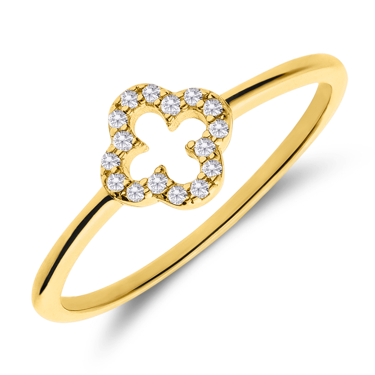 Zilveren Goldplated Ring Klaver Zirkonia Lucardi Nl