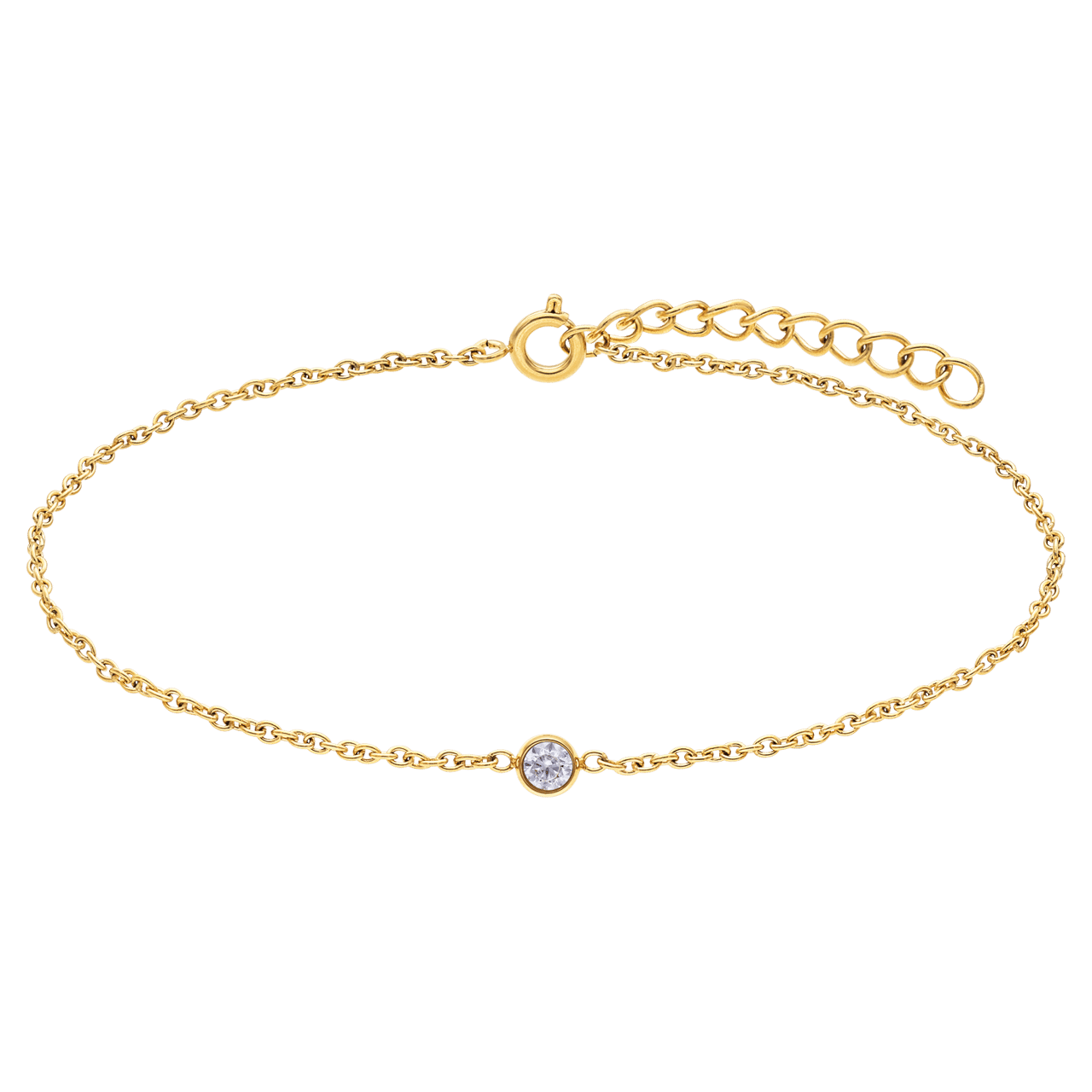 Stalen Goldplated Armband Rond Met Zirkonia Lucardi NL