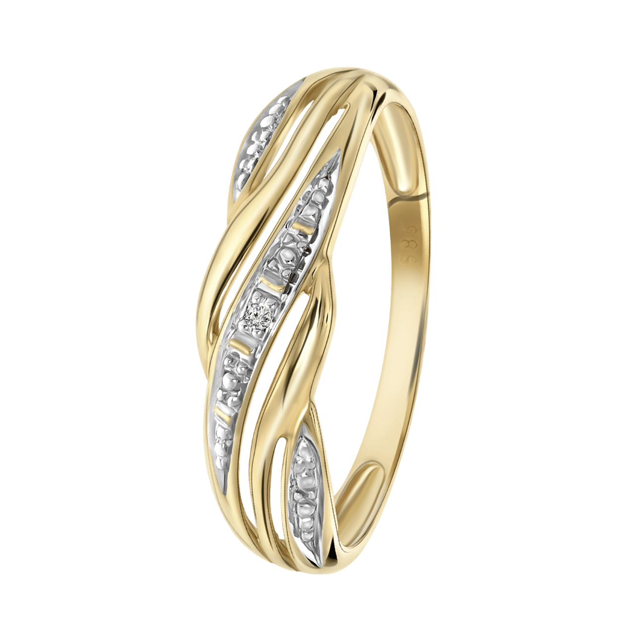 14 Karaat Geelgouden Ring Met Diamant 0 01ct Lucardi BE