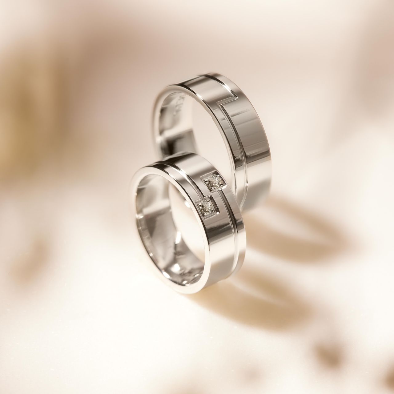 Beziehungsring in rhodiniertem 925 Silber Diamant Lombok