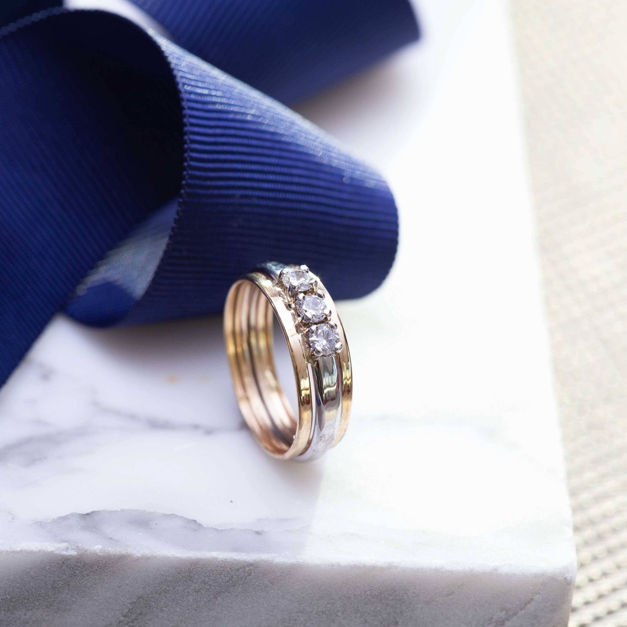 Zweifarbiger Ring, 585 Gold, mit Zirkonia