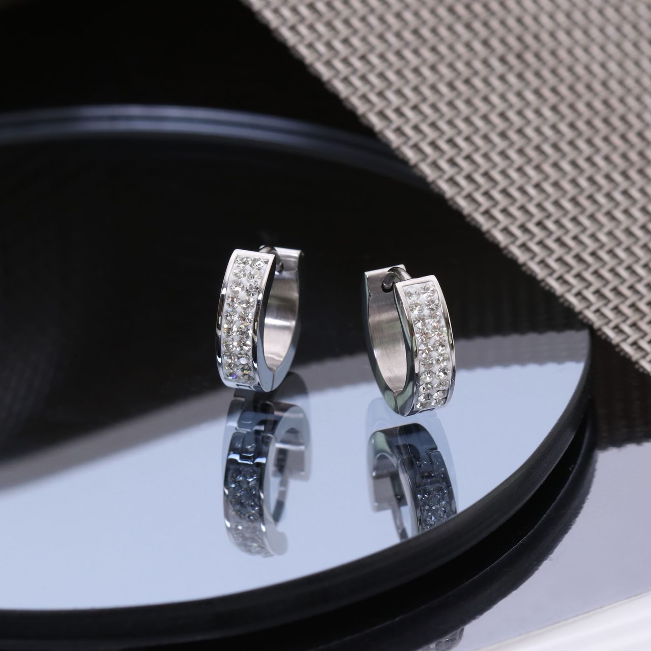 Colours by Kate gerecycled stainless steel oorringen met kristal voor dames