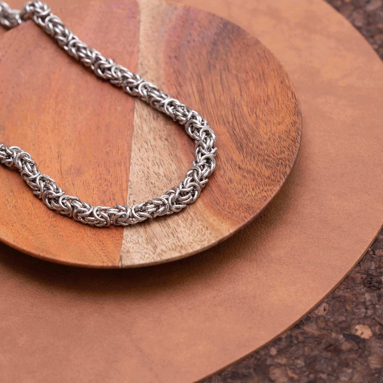 Gerecycled stainless steel ketting koningsschakel voor heren