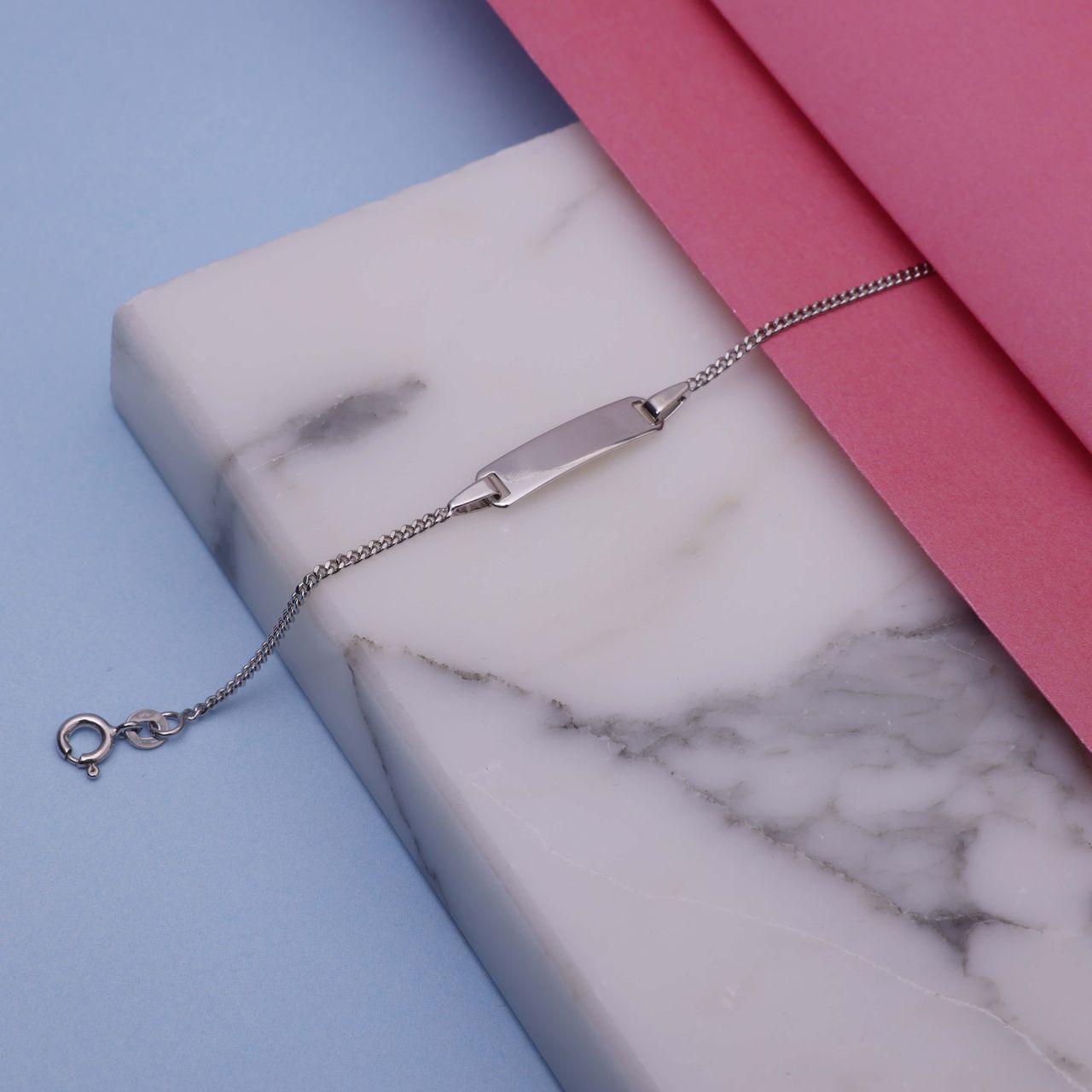 Kinder-Plattenarmband, 925 Silber, mit Gourmetkettenglied
