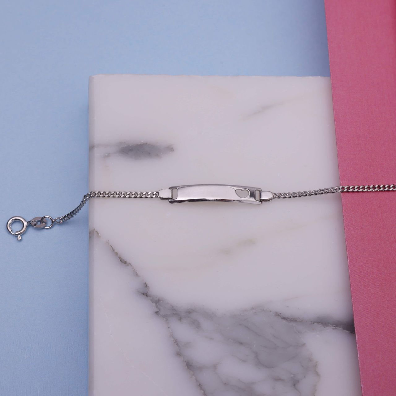 Kinderplattenarmband, 925 Silber, Herz