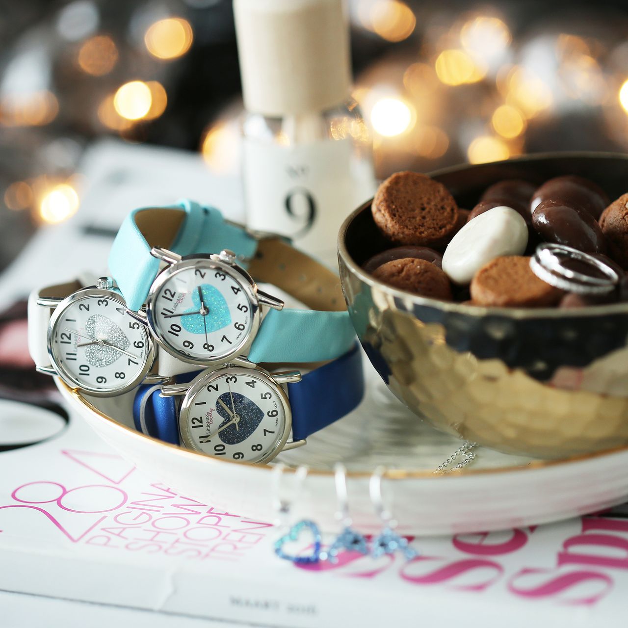 Little Miss Lovely Armbanduhr mit blauem PU-Armband