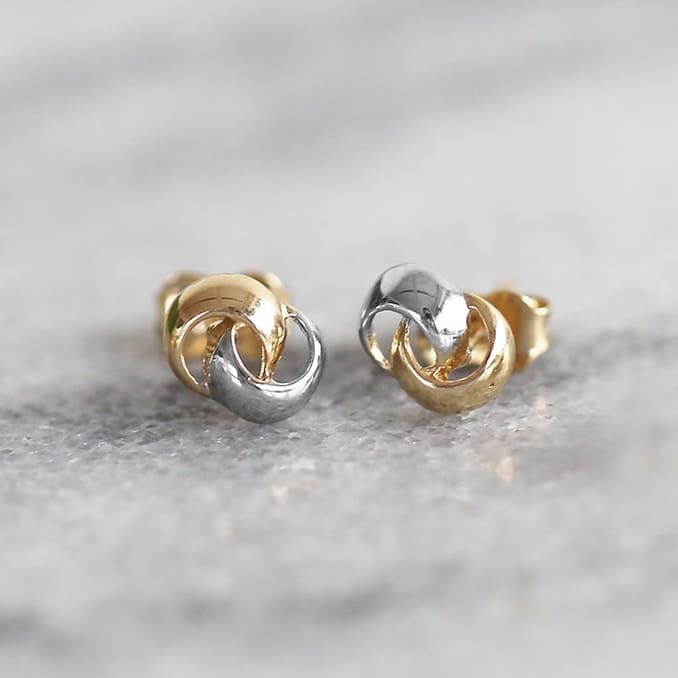 Ohrringe, 585 Gold, zweifarbig, 2 Ringe