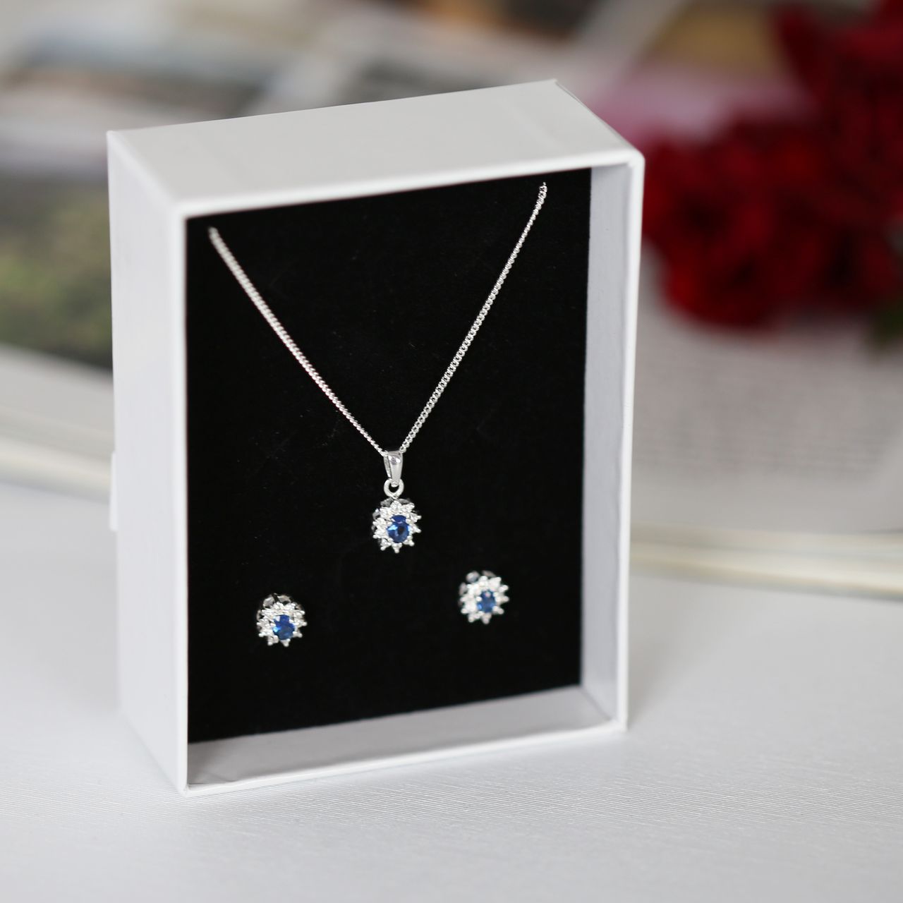 Silber-Set mit Saphir-Zirkonia
