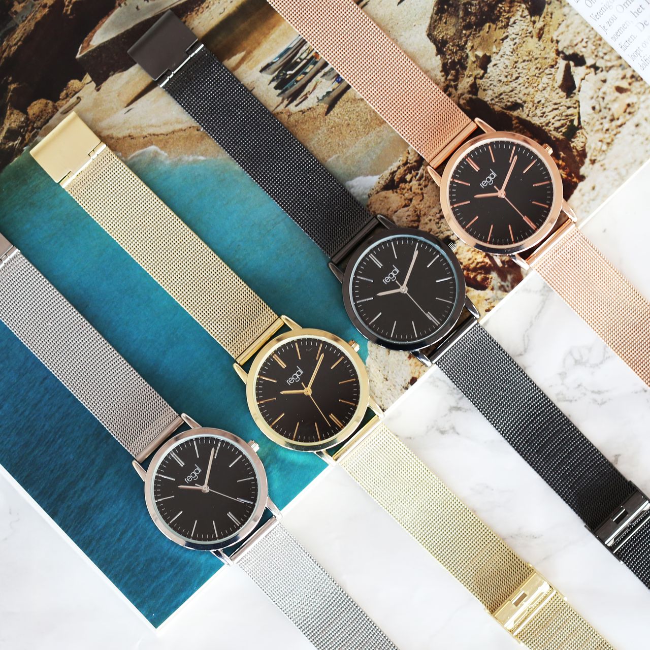 Regal mesh horloge met zilverkleurige band