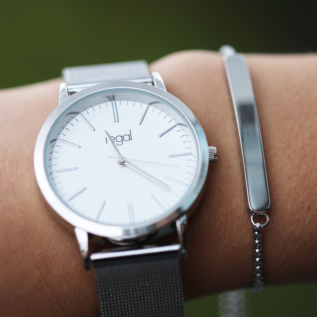 Regal mesh horloge met zilverkleurige band