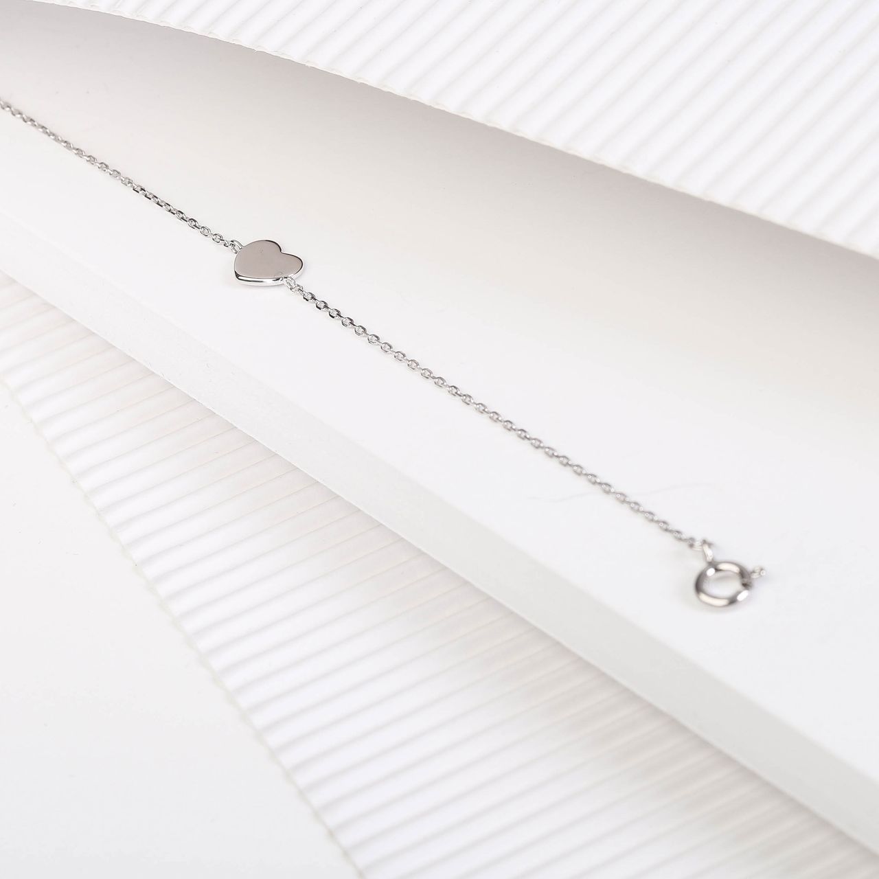 Silberarmband Herz rhodiniert