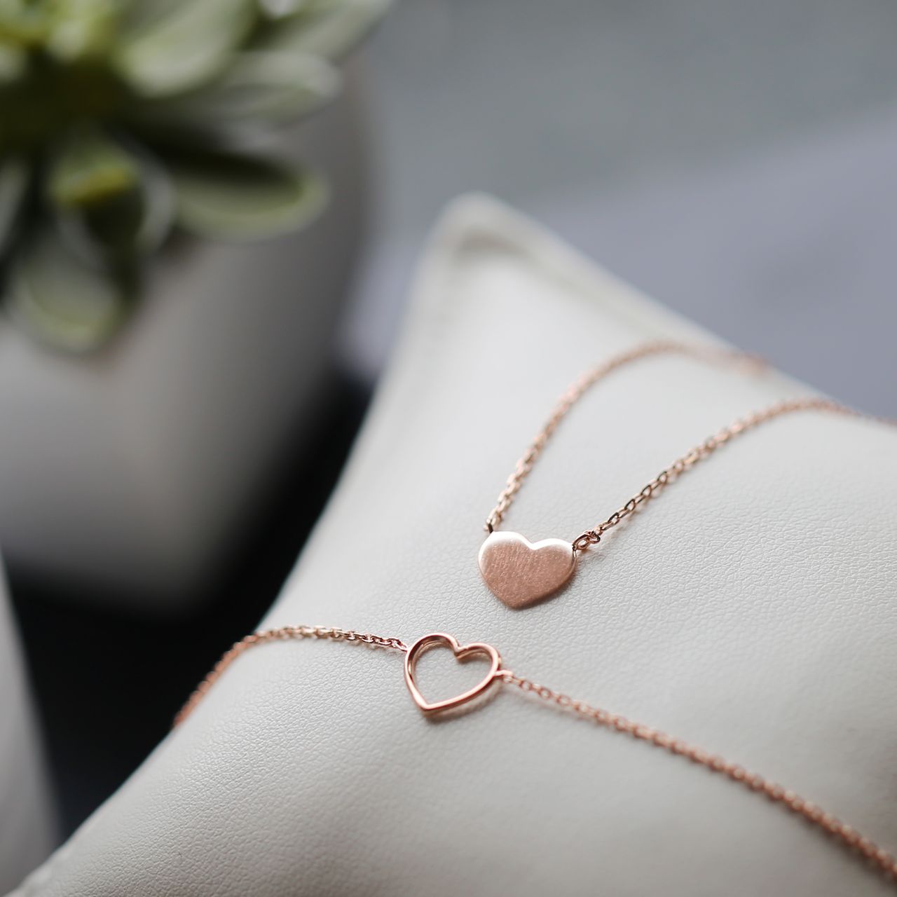 Zilveren ketting roseplated hart voor dames