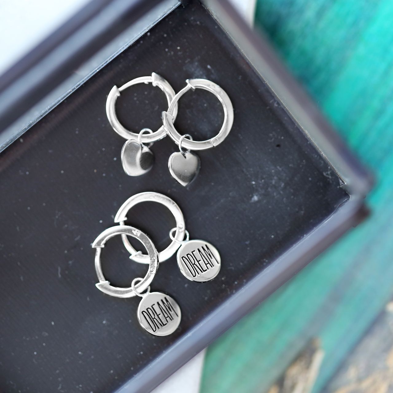 Ohrringe, 925 Silber, Herz, rhodiniert