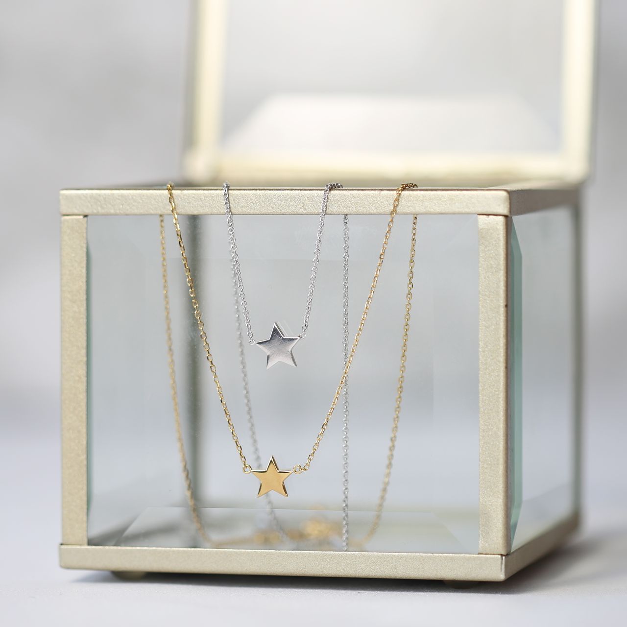 Zilveren goldplated ketting met hanger ster voor dames
