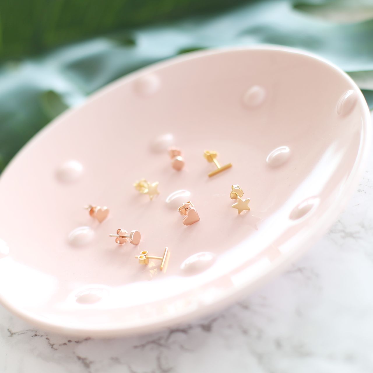 Zilveren goldplated oorknoppen bar voor dames