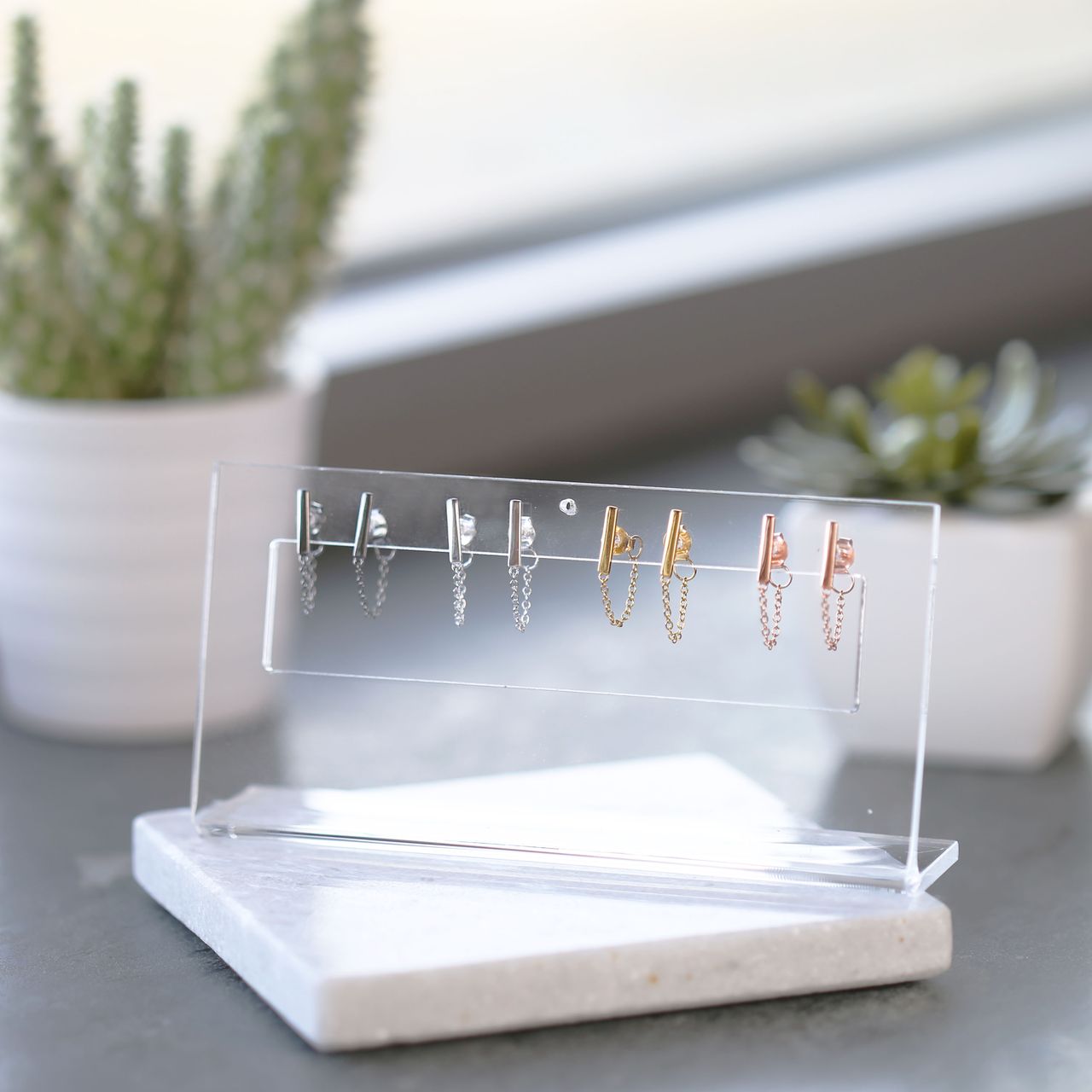 Zilveren goldplated oorknoppen bar voor dames