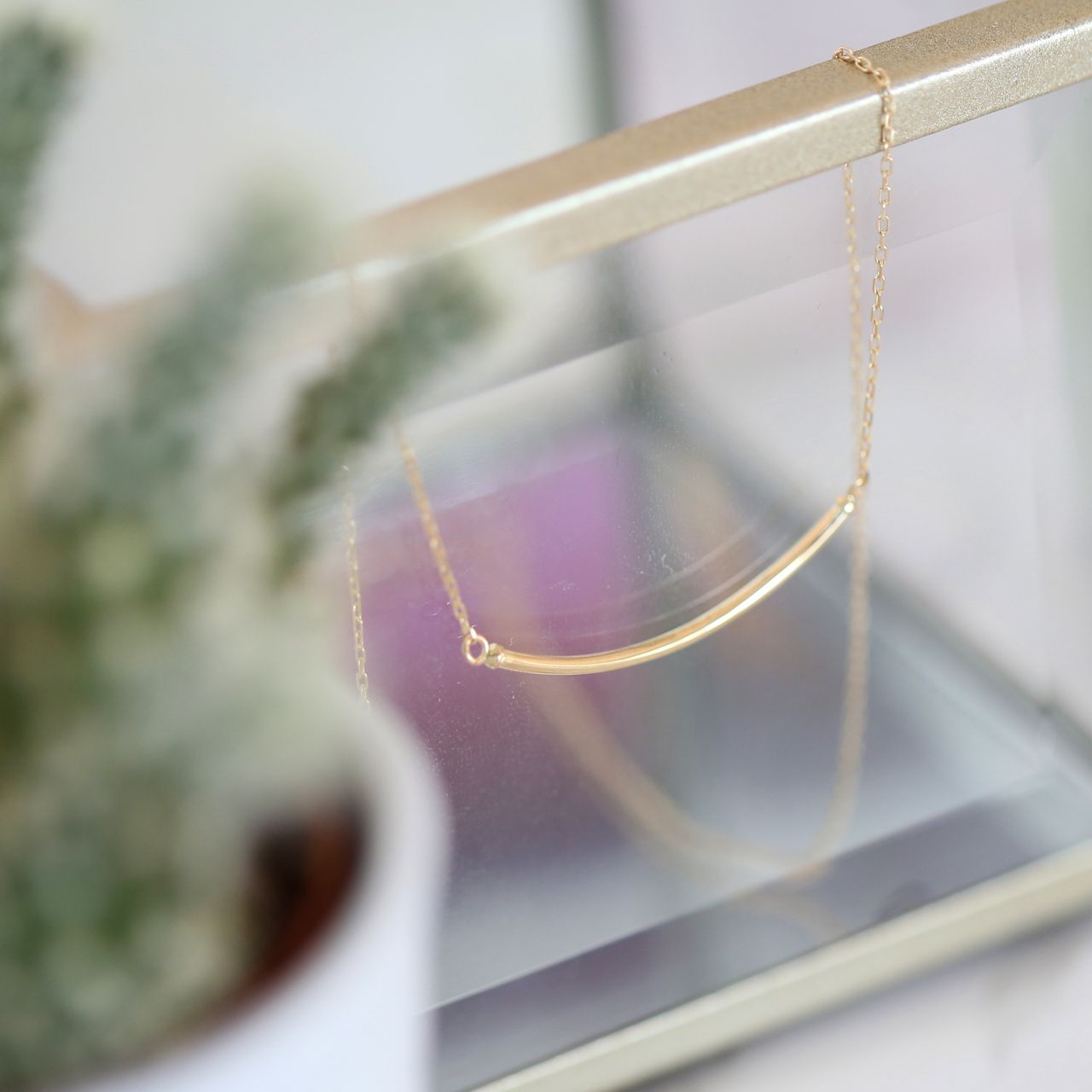 Halskette, 585 Gelbgold, mit Anhänger, Stab