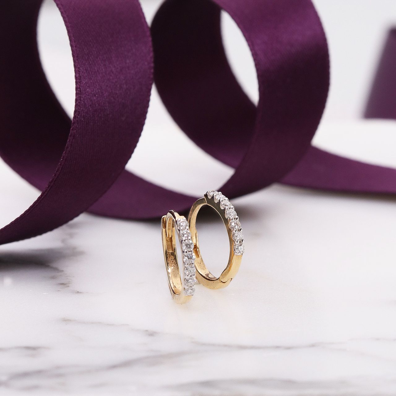 Ohrringe, 585 Gelbgold, mit Diamant 0,15 kt