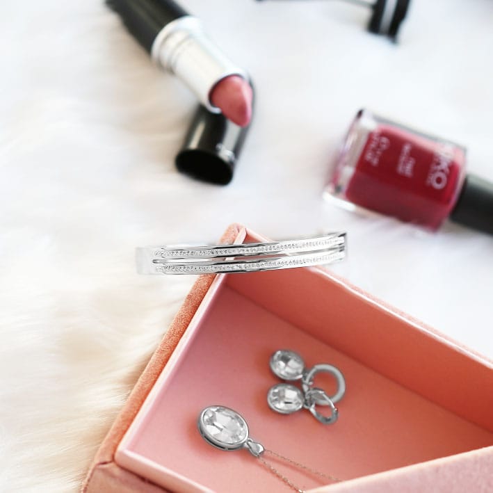 Gerecycled stalen armband bangle opengewerkt met kristal