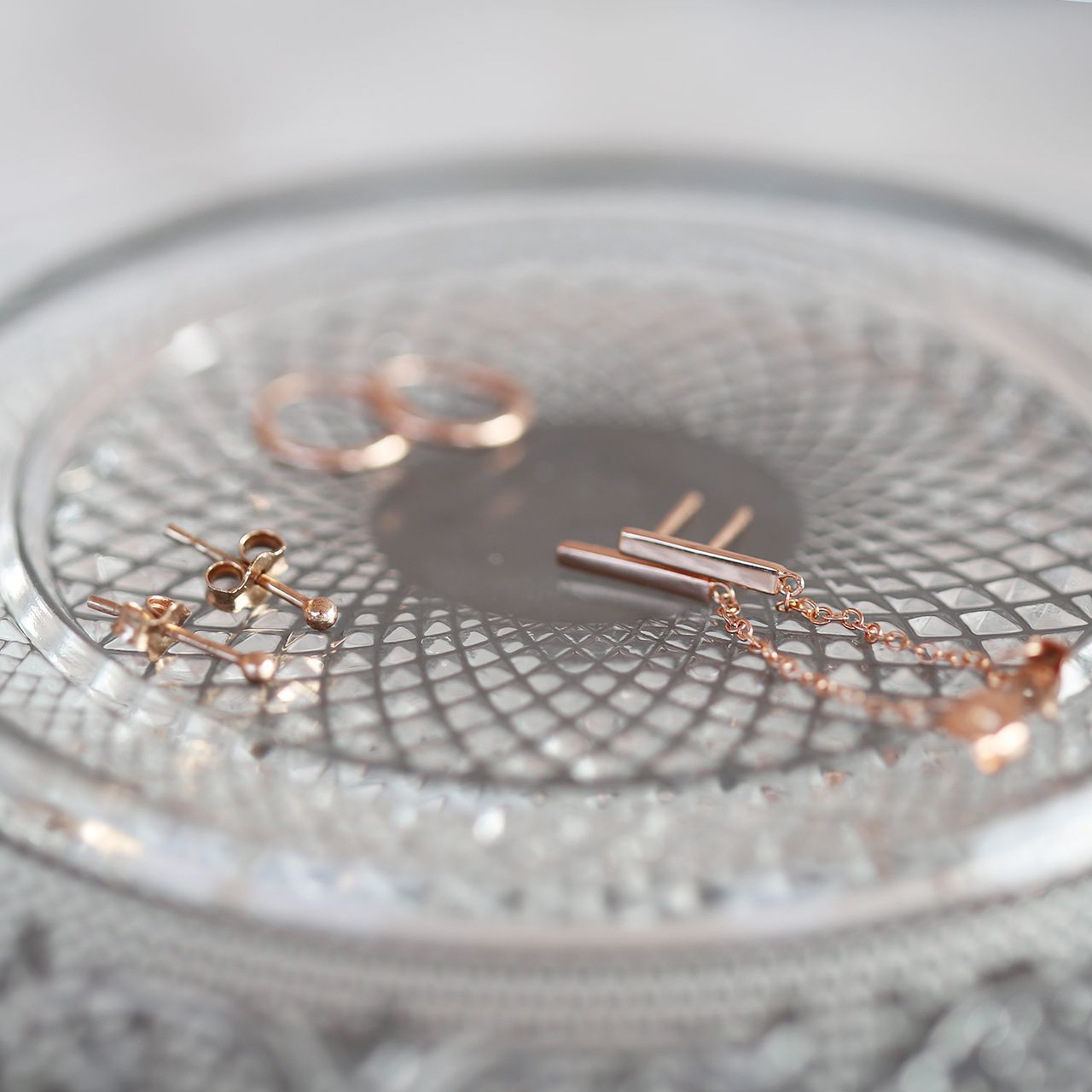 Zilveren set roseplated oorbellen