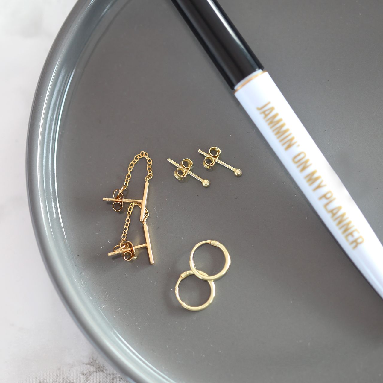 Zilveren set goldplated oorbellen