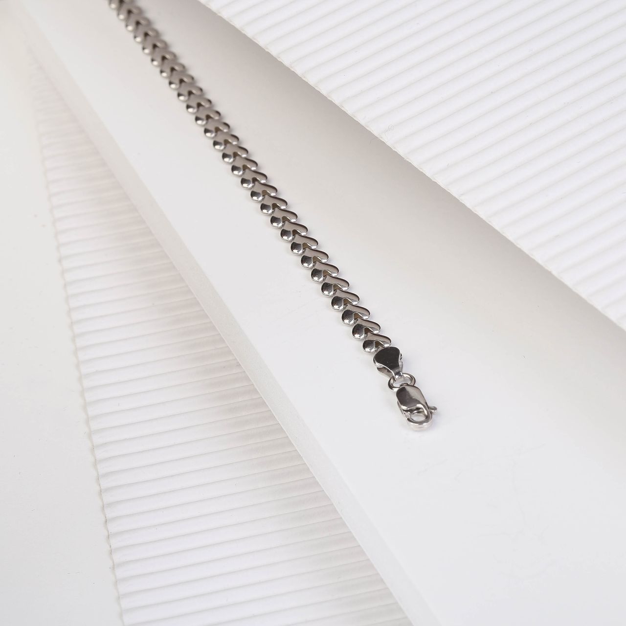 Silber-Armband rhodiniert Herz-Kettenglied