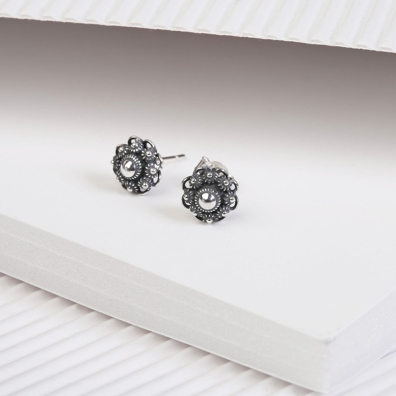 Ohrringe, 925 Silber, Zeeland-Knopf
