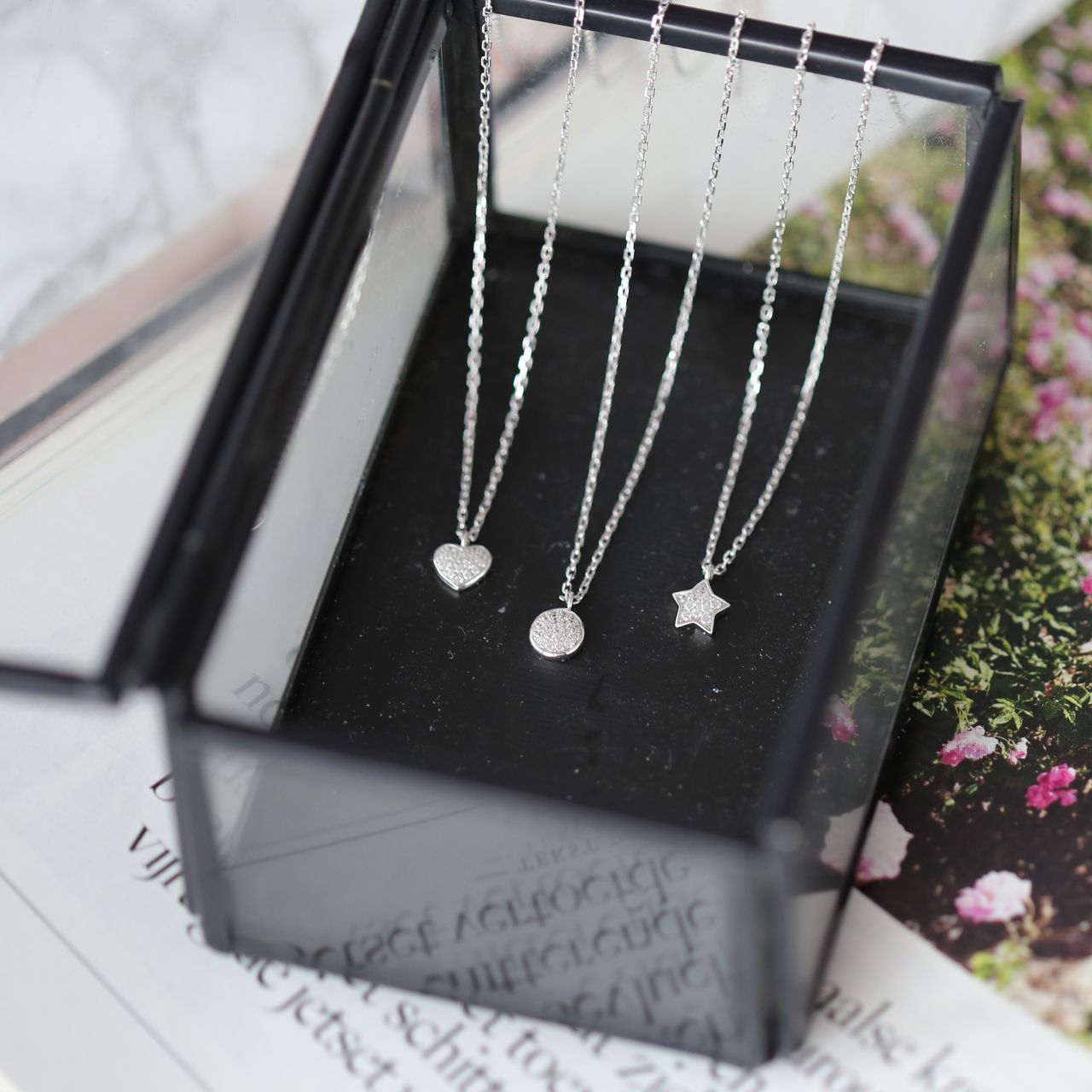 Zilveren ketting&hanger galaxy ster zirkonia