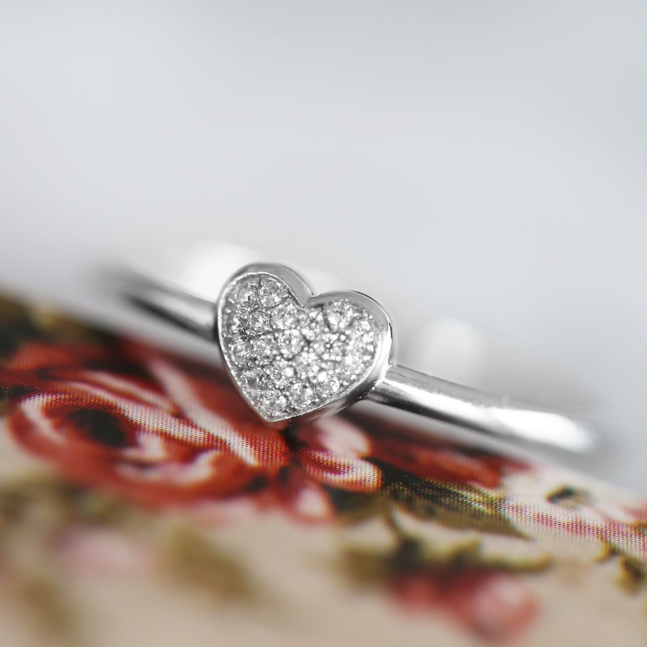 Ring, 925 Silber, Herz mit Zirkonia