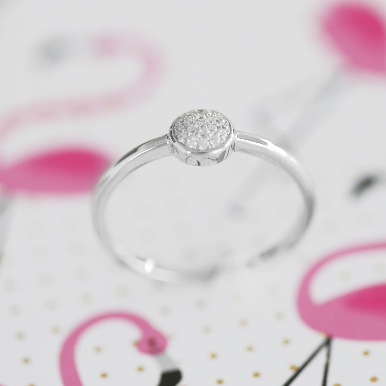 Zilveren ring rond met zirkonia