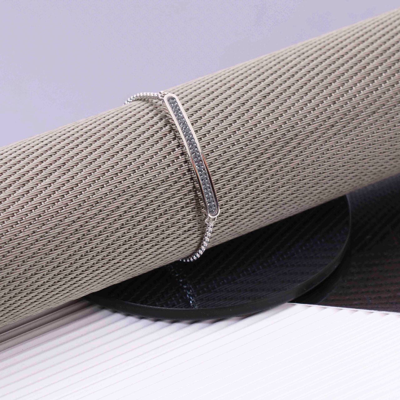 Plattenarmband, Edelstahl, weißer Kristall