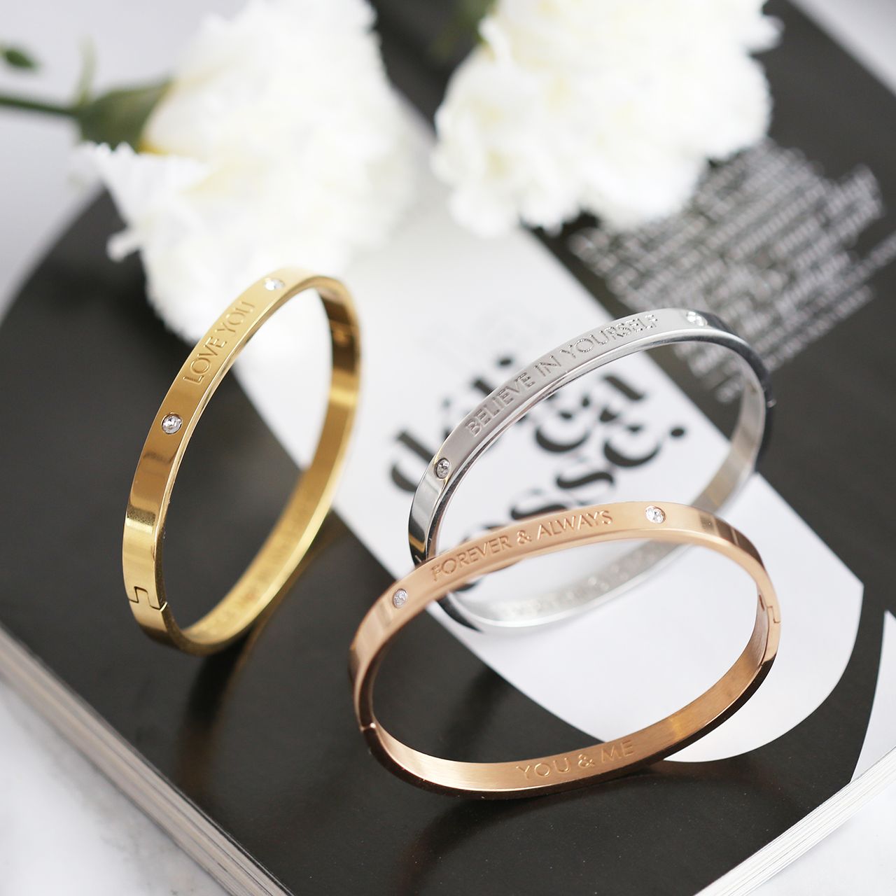 Guess stalen armband bangle roseplated Forever