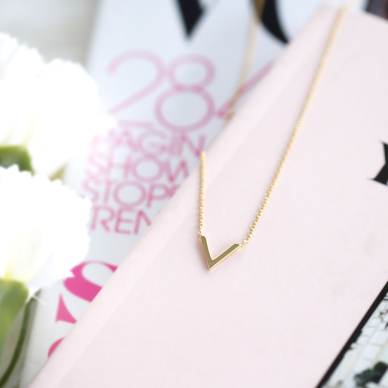Zilveren ketting goldplated V
