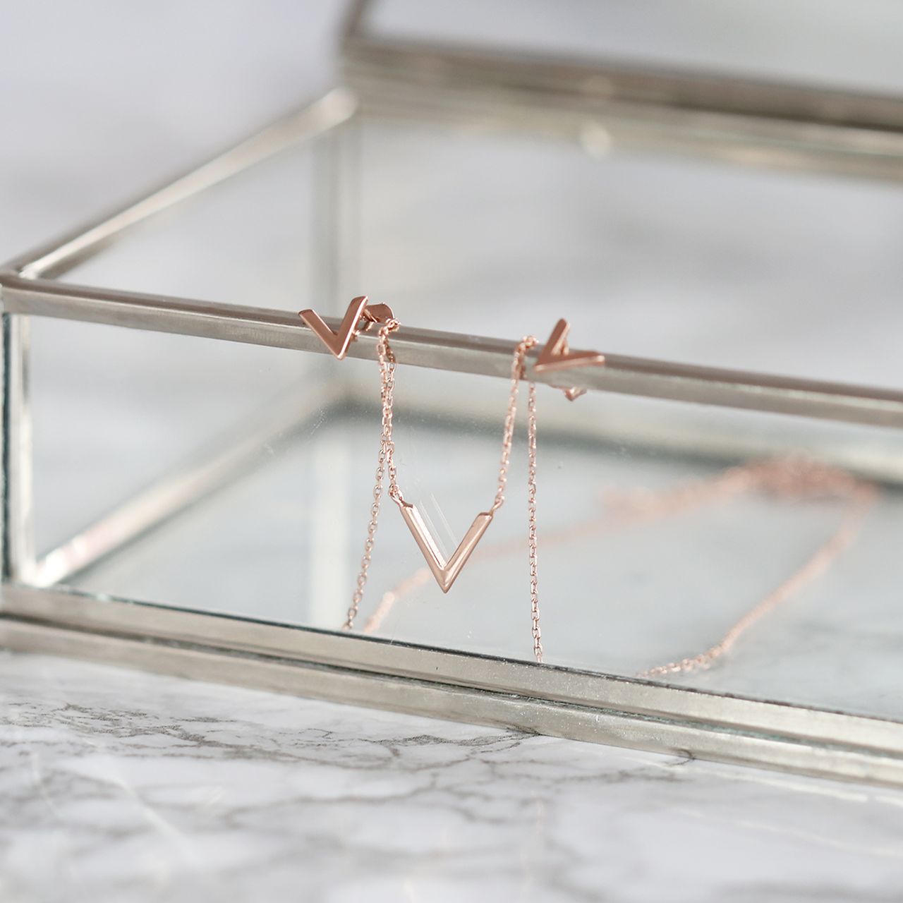 Zilveren roséplated sieradenset voor dames