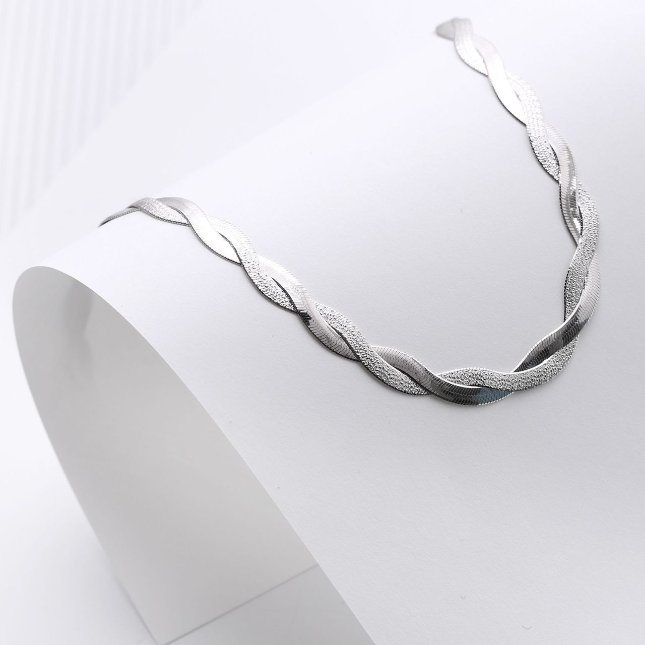 Zilveren ketting gedraaid voor dames