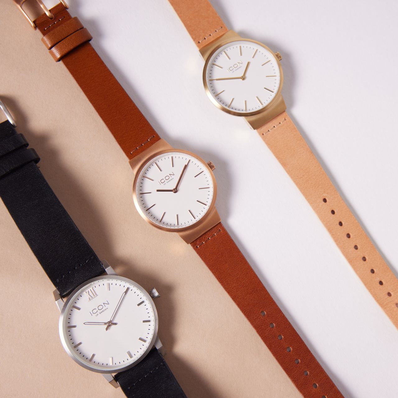 Icon of Sweden horloge met een zwarte leren band