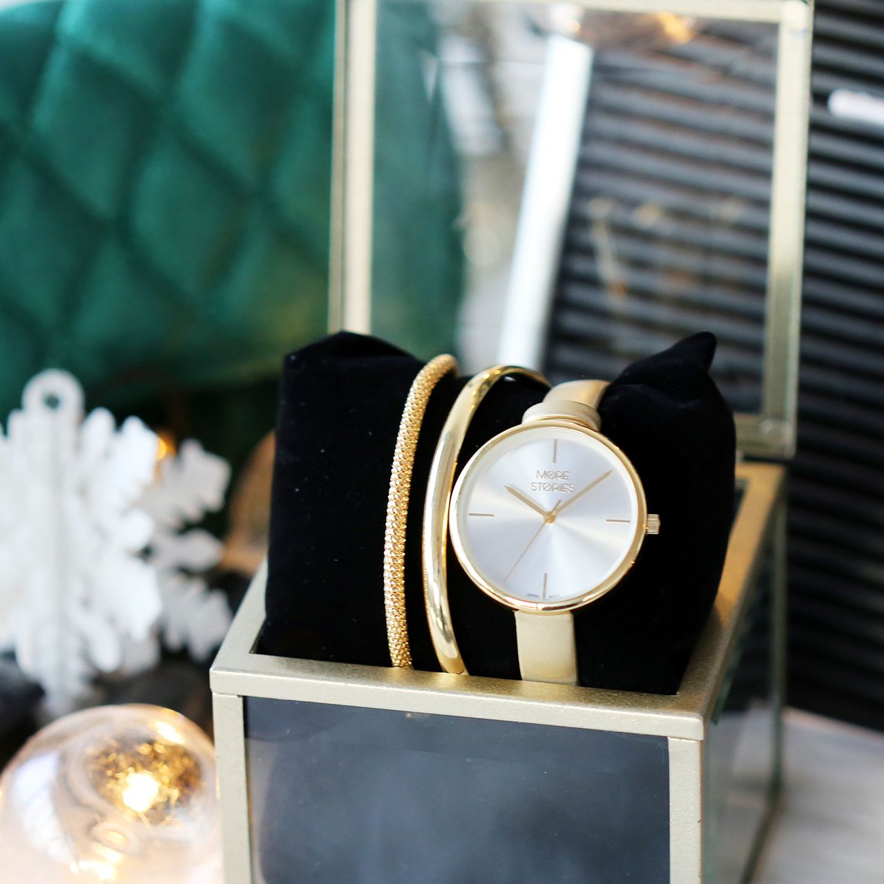 Zilveren goldplated cadeauset met horloge voor dames