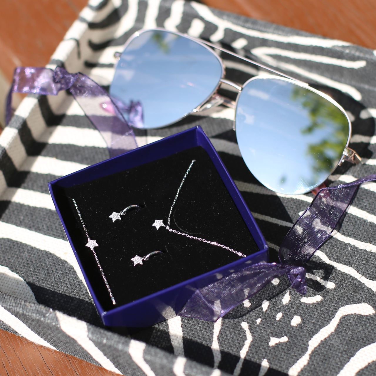Zilveren set galaxy ster met zirkonia
