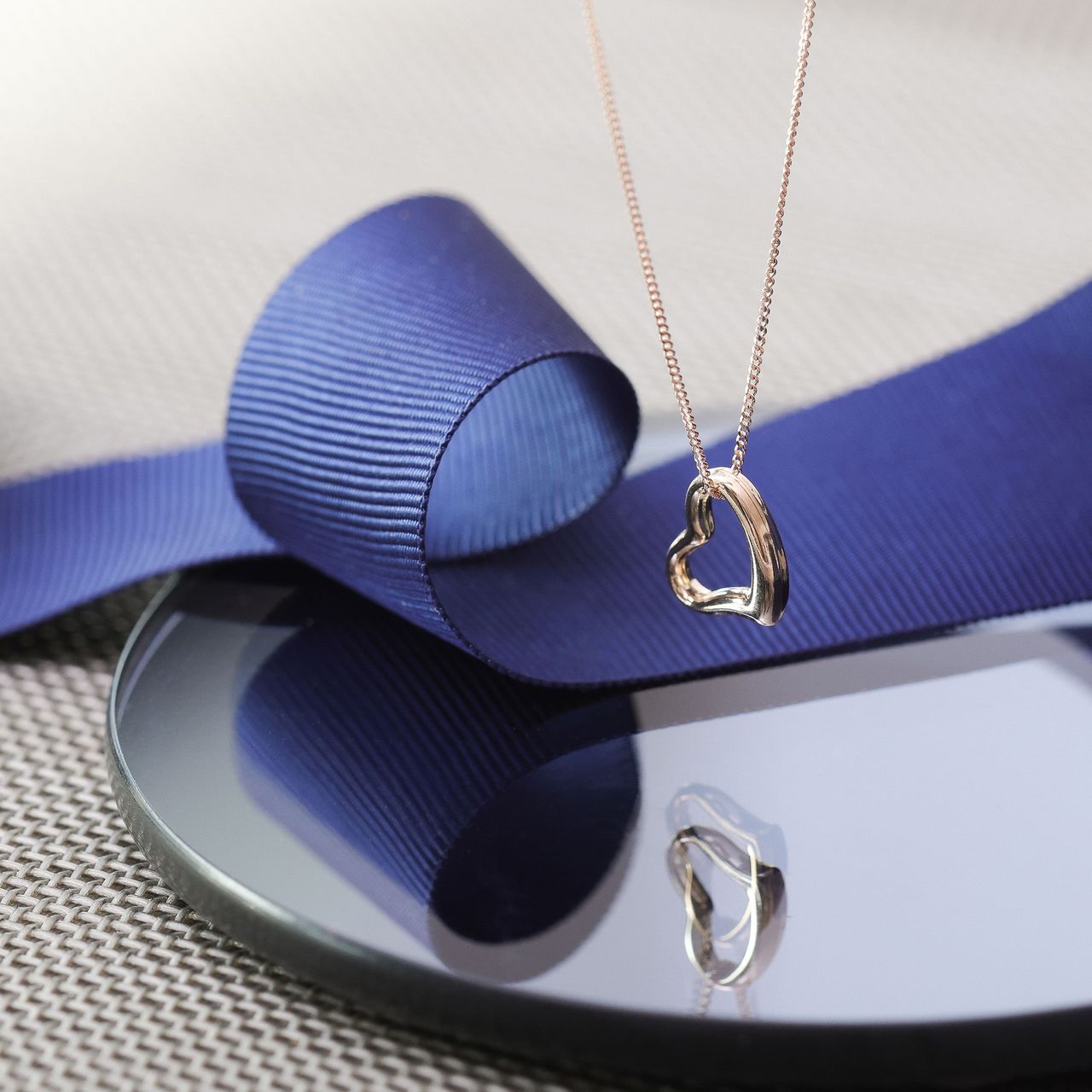 9 karaat ketting met hanger open hart rose voor dames